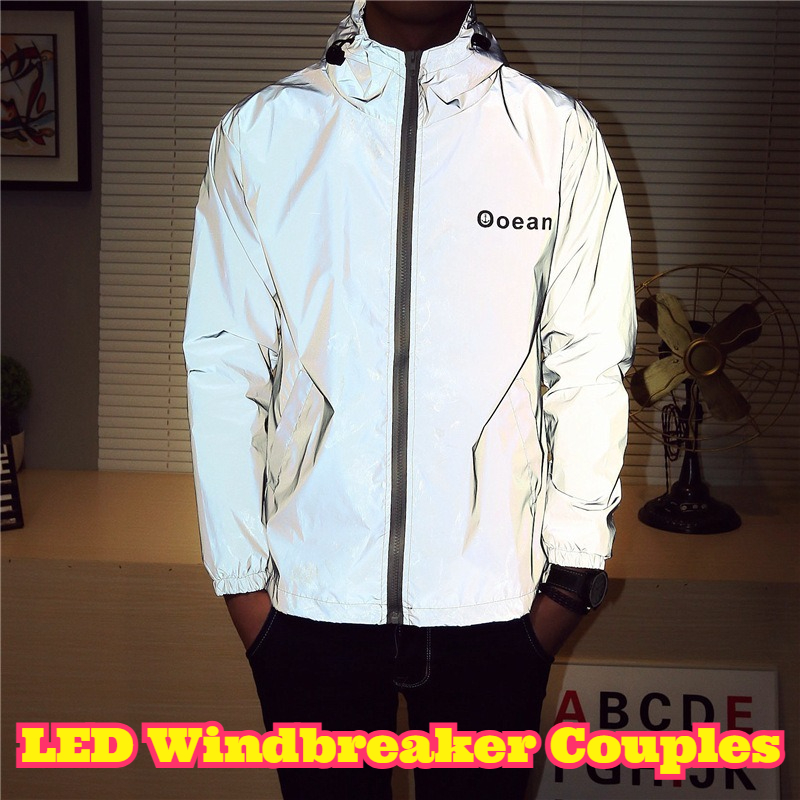 Reflective Jacket Running - Kurtka wiatrówka LED dla par, odblaskowa