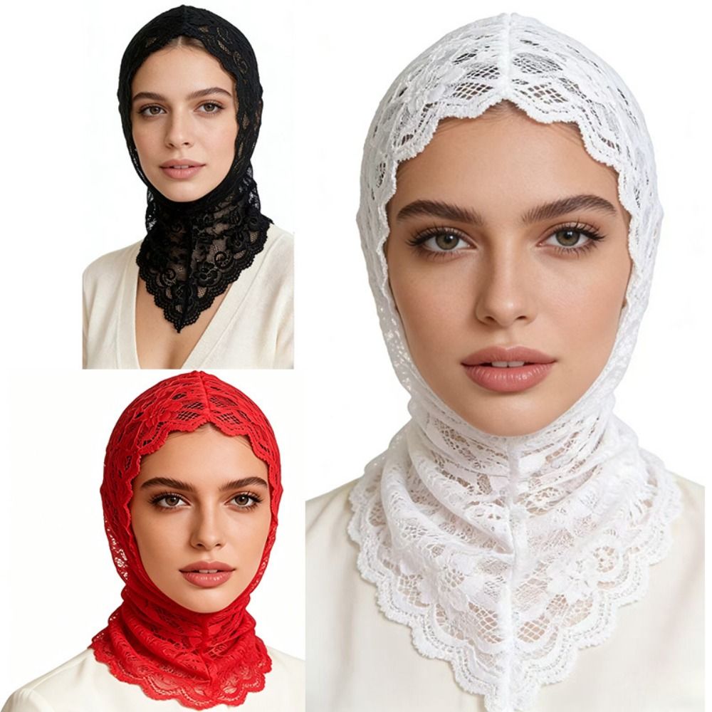 Street Fashion Hijab - Koronkowe ozdobne czapki-turbany, ocieplacz na szyję,