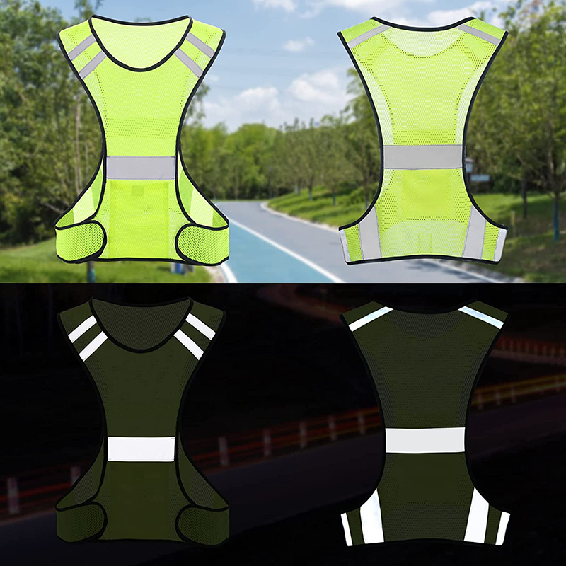 Reflective Jacket Running - Kamizelka odblaskowa z fluorescencyjnej siatki, oddychająca,