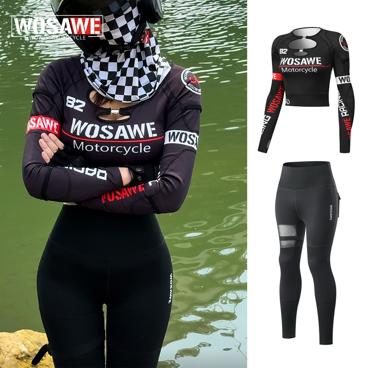 Reflective Jacket Running - WOSAWE Letni Damski Zestaw Motocyklowy: Kurtka