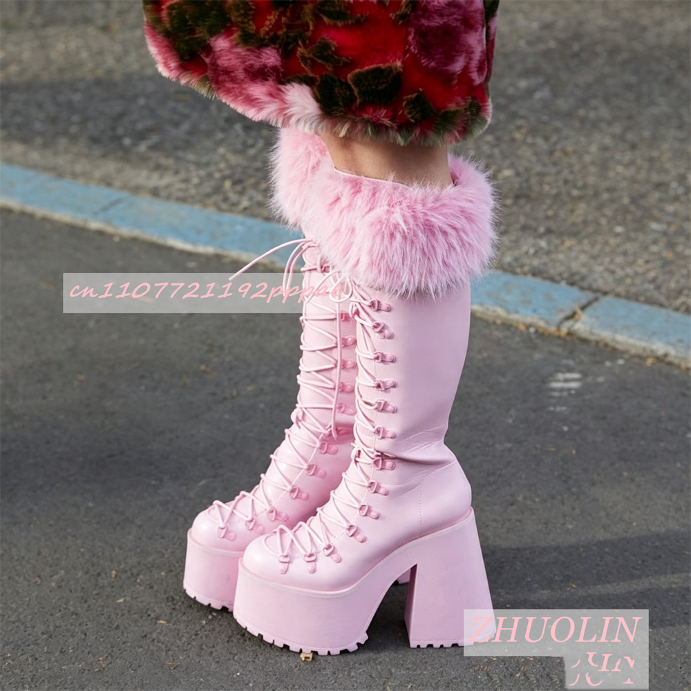 Street Fashion Lady - Damskie botki na platformie, sznurowane, do