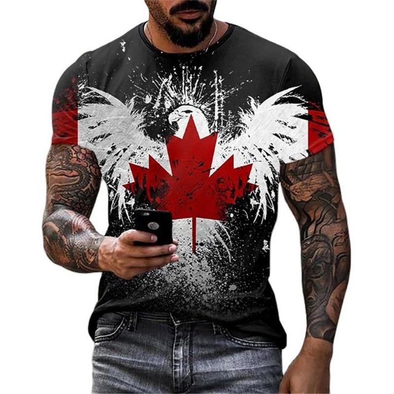 Retro Canada Flag T-shirt 3D P – Street Fashion Canada recenzja i cena