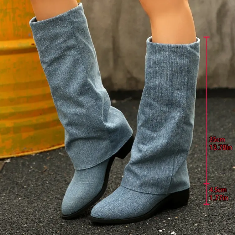Damskie kozaki do kolan Jesien – Street Fashion Denim recenzja i cena
